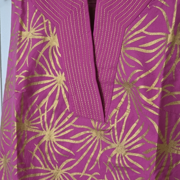 NWT Gretchen Scott Designs Women's Pink Metallic Starburst Cotton Dress Small - Picture 7 of 8
